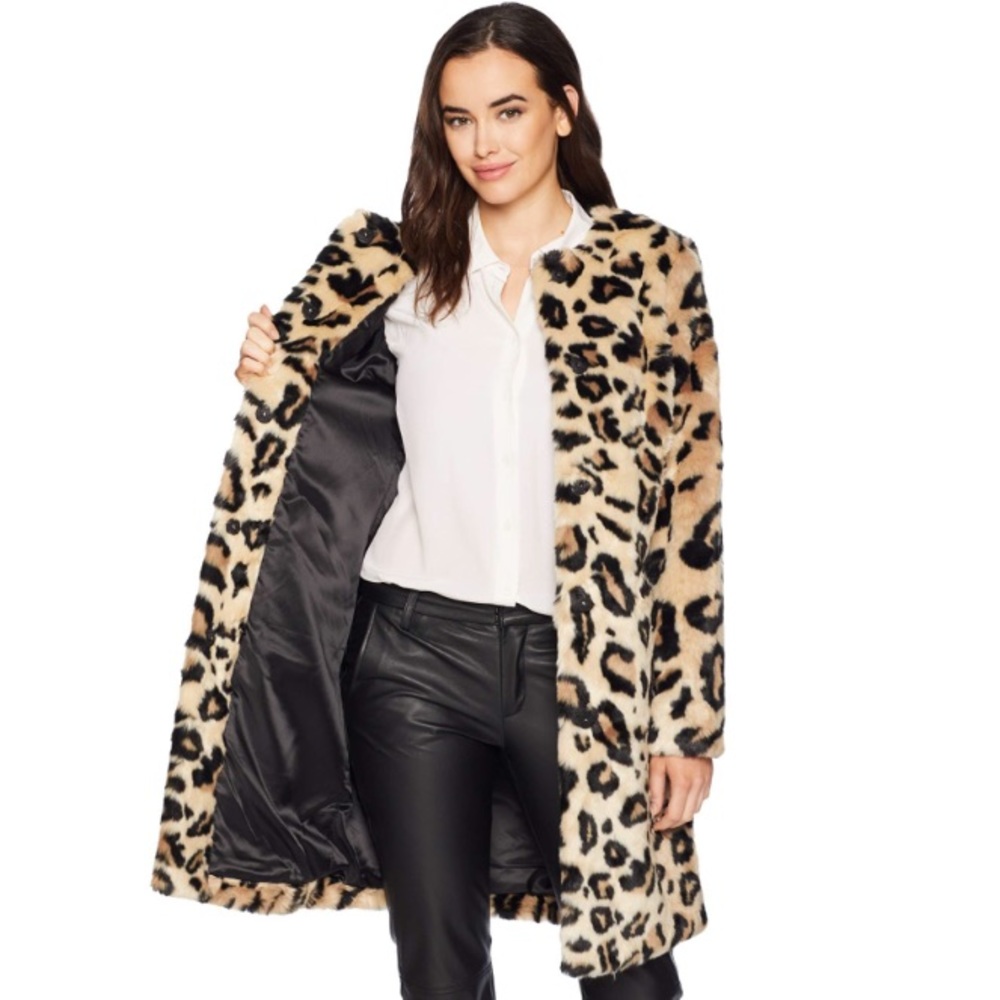 UGG Leopard Faux Fur Coat in Beige, Black and Cream